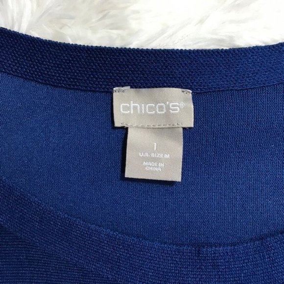 Chico's Imperial Blue Ombre Bateau Curved Hem Sweater - Picture 11 of 12